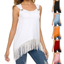 Load image into Gallery viewer, Women&#39;s Sleeveless Solid Color Tassels Top