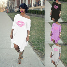 Load image into Gallery viewer, Lips Print T-shirt Dress