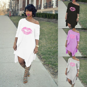 Lips Print T-shirt Dress