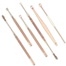 Load image into Gallery viewer, 6pcs set Stainless Steel Ear Pick Ear Wax Remover Cleaner Tool Rose Gold