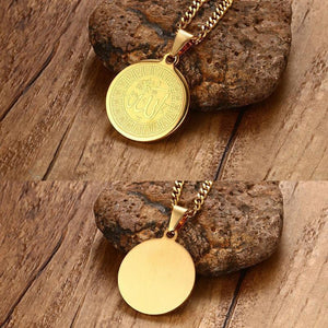 Round Pendant Golden Necklace