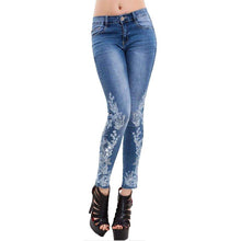 Load image into Gallery viewer, Women Embroidered Slim Fit Jeans