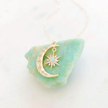 Load image into Gallery viewer, Crescent Moon &amp; Sun Necklace