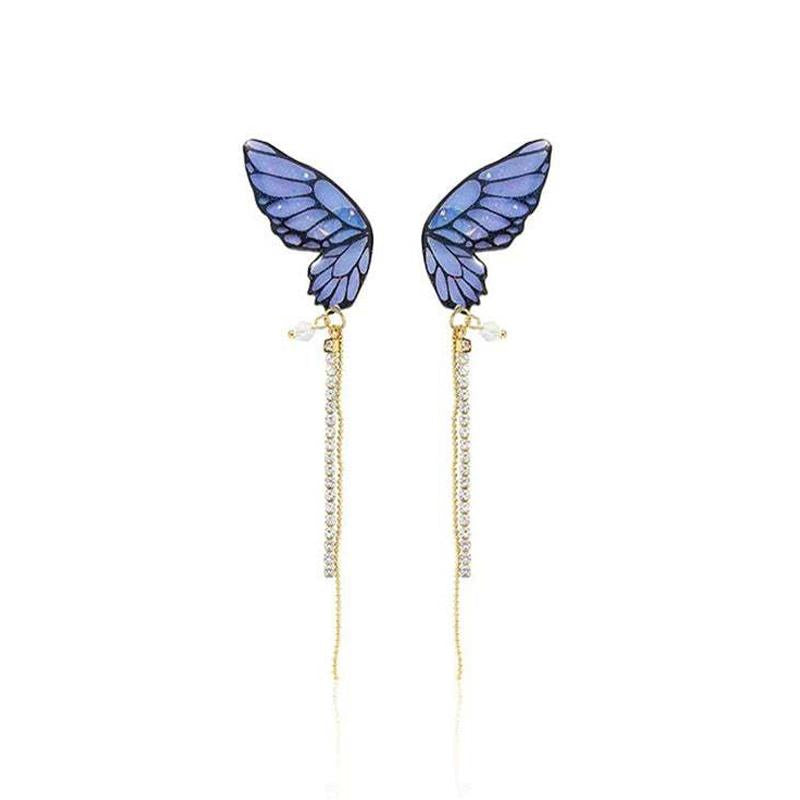 Butterfly Fringe Long Earrings