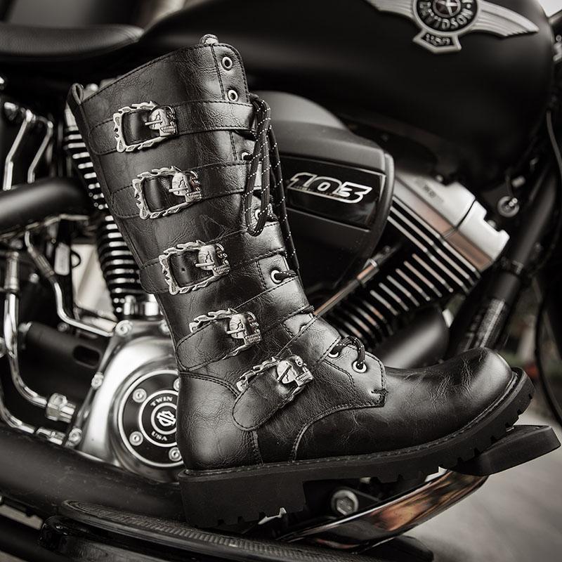 Skull straps motorcycle boots