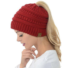 Load image into Gallery viewer, Soft Knit Ponytail Beanie