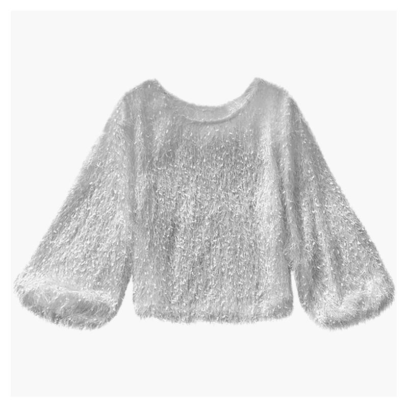 Round Neck Fluffy Pullover