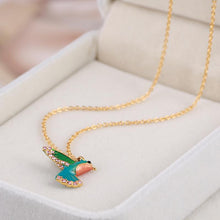 Load image into Gallery viewer, Colorful Diamond Hummingbird Necklace