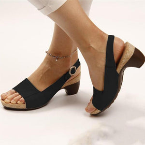 Women Elegant Low Chunky Heel Comfy Sandals