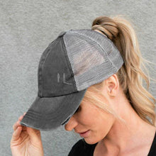 Load image into Gallery viewer, New Mesh Cross Outout Ponytail Baseball Cap