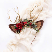 Load image into Gallery viewer, Christmas Flower Deer Headband