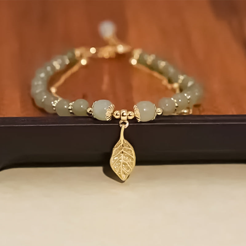 🔥Last Day Promotion 50% OFF💞hetian jade gold leaf bracelet