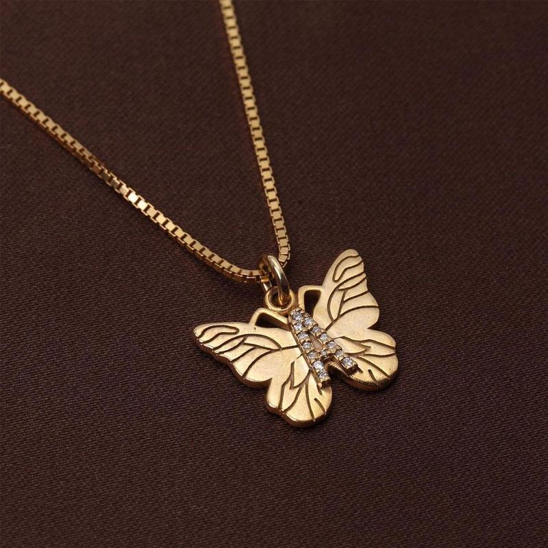 Butterfly Initial "A" Necklace