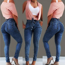 Load image into Gallery viewer, Slim-fit Tassel Belt High-Rise Jeans