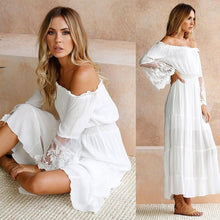 Load image into Gallery viewer, Tulle Off Shoulder Frilled Vacation Dress