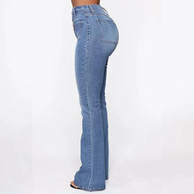 Load image into Gallery viewer, Washed High Waist Button Boot-cut Jeans