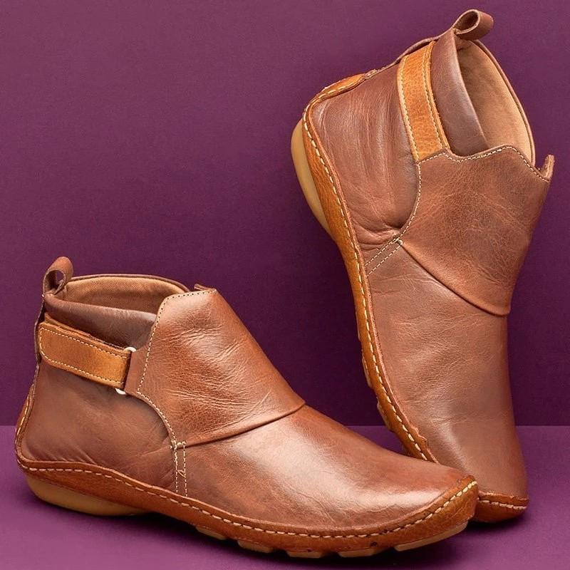 Women Casual Comfy Daily Adjustable Soft Leather Booties