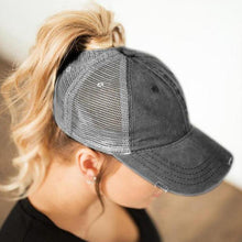 Load image into Gallery viewer, New Mesh Cross Outout Ponytail Baseball Cap