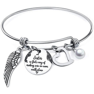 Sister Bracelets Expandable Charm Bangles Christmas Birthday Gifts for Sister Friends