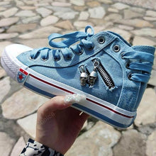 Load image into Gallery viewer, Denim High-Top Back Lace-up Canvas Shoes