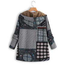 Load image into Gallery viewer, Dotted coat with hood and patchwork pattern