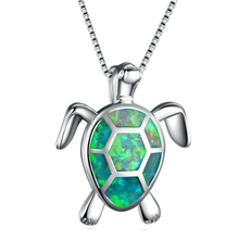 Load image into Gallery viewer, Blue Opal Sea Turtle Necklace