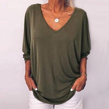 Load image into Gallery viewer, 3/4 Sleeve Back Buttons V Neck Tops