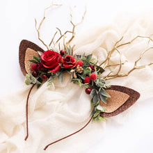 Load image into Gallery viewer, Christmas Flower Deer Headband