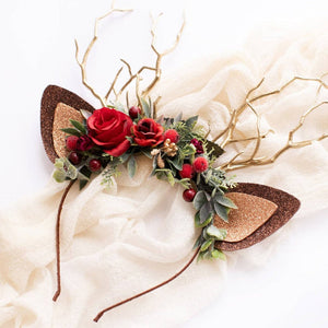 Christmas Flower Deer Headband