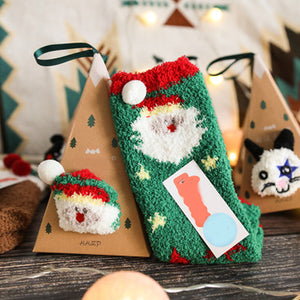 Christmas Gift Box - Cute Plush Socks（4 pairs）