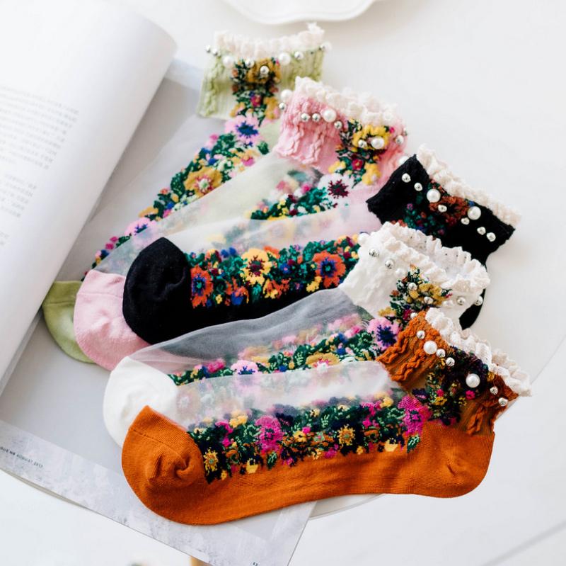 Summer Breathable Vintage Pearl Socks