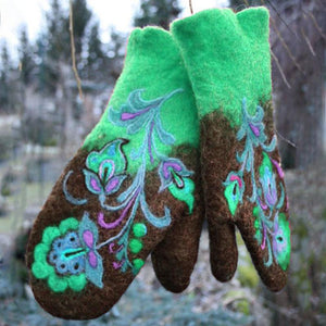 Christmas Flower Embroidery Mittens