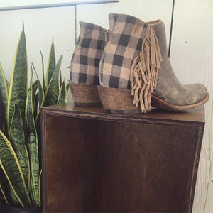 Retro Tassel Side Checked Back Zipper Boot