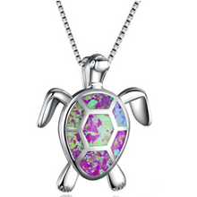 Load image into Gallery viewer, Blue Opal Sea Turtle Necklace