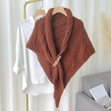 Load image into Gallery viewer, Knitted Triangle Shawl with Leather Buckle