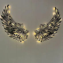 Load image into Gallery viewer, Black Angel Wings Metal Wings Wall Art with LED Lights