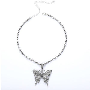 Crystal Pave Butterfly Pendant Necklace