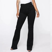 Load image into Gallery viewer, Washed High Waist Button Boot-cut Jeans