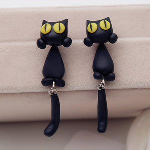 Unique Yellow-Eye Cat Earrings