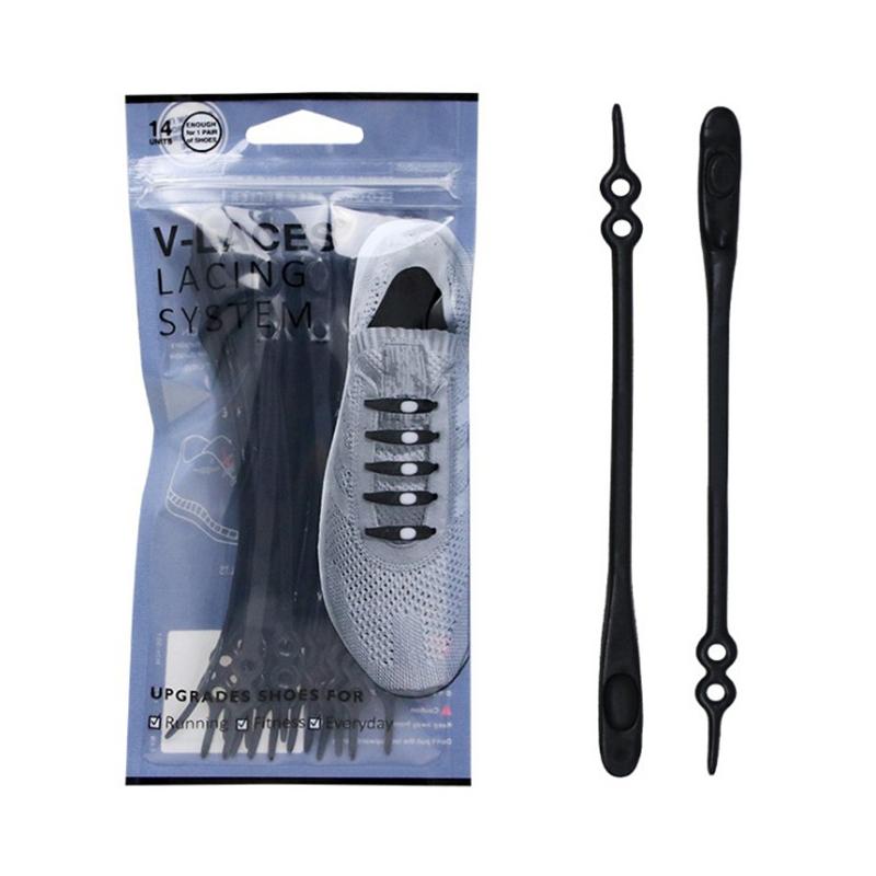 New Double-hole Adjustable No Tie Shoelaces,14 Pcs