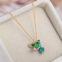 Load image into Gallery viewer, Colorful Diamond Hummingbird Necklace