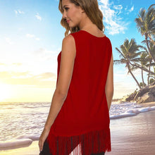 Load image into Gallery viewer, Women&#39;s Sleeveless Solid Color Tassels Top