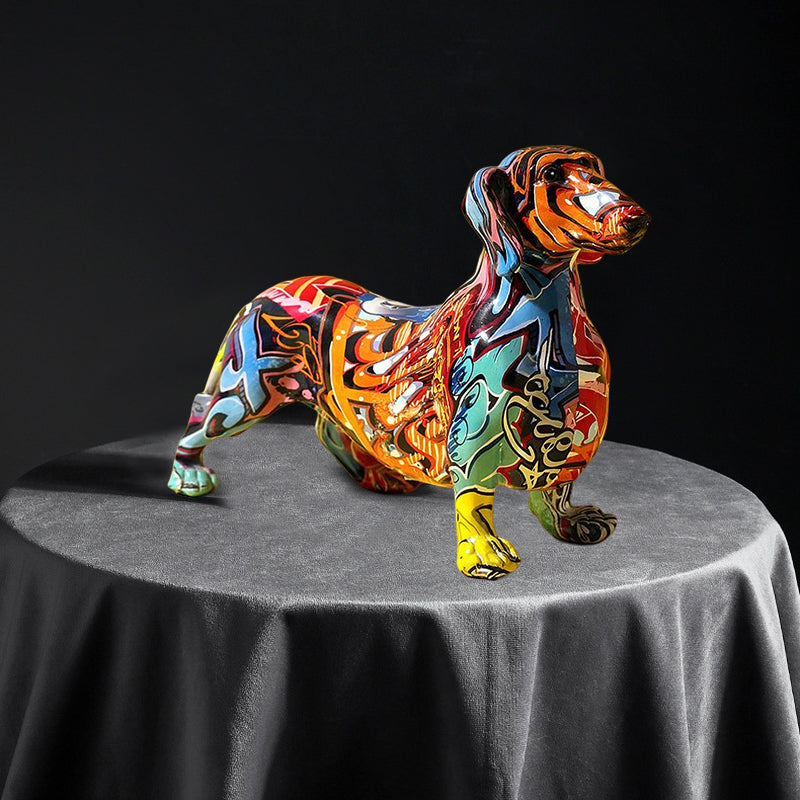 Nordic Painted Dachshund Statue