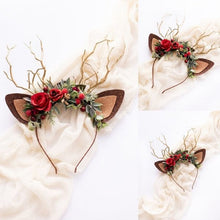 Load image into Gallery viewer, Christmas Flower Deer Headband