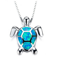 Load image into Gallery viewer, Blue Opal Sea Turtle Necklace