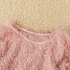 Round Neck Fluffy Pullover