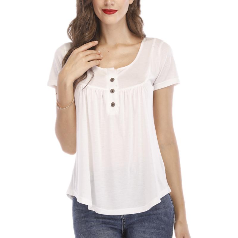 Casual Short Sleeve Button Top for Women