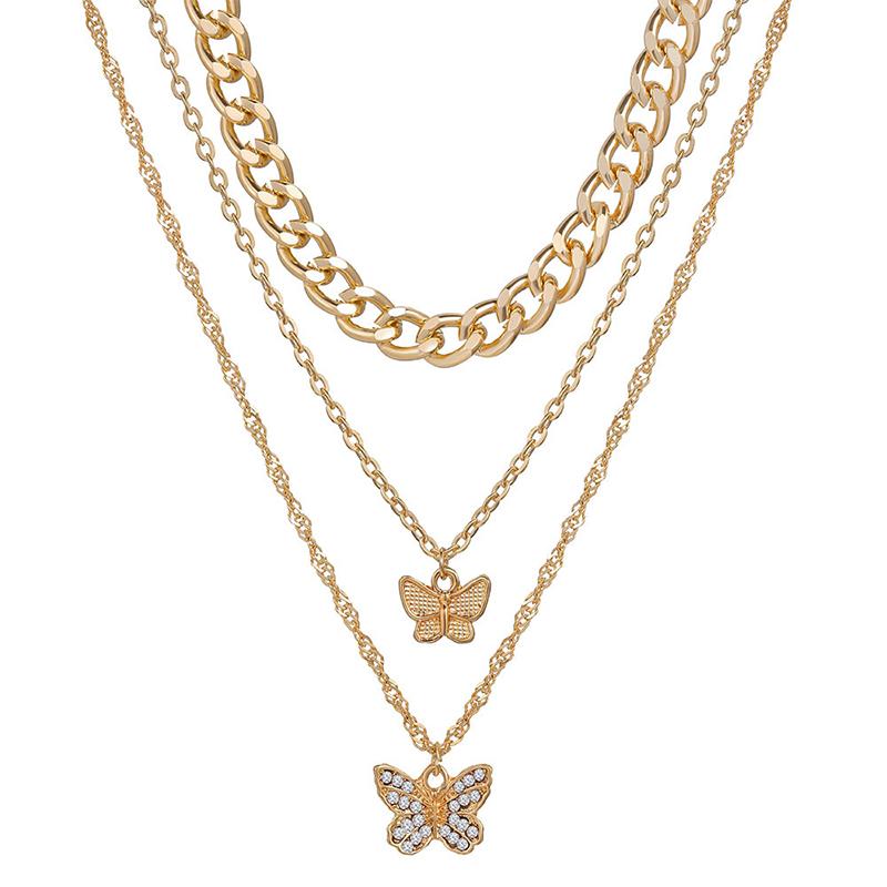 Layered Butterfly Pendant Necklace