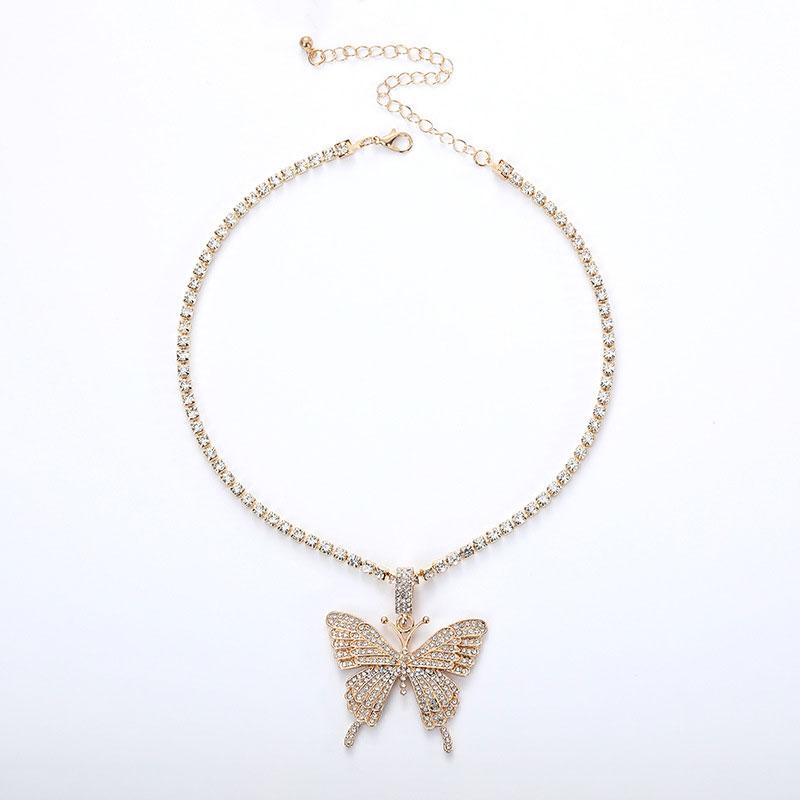 Crystal Pave Butterfly Pendant Necklace