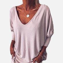 Load image into Gallery viewer, 3/4 Sleeve Back Buttons V Neck Tops